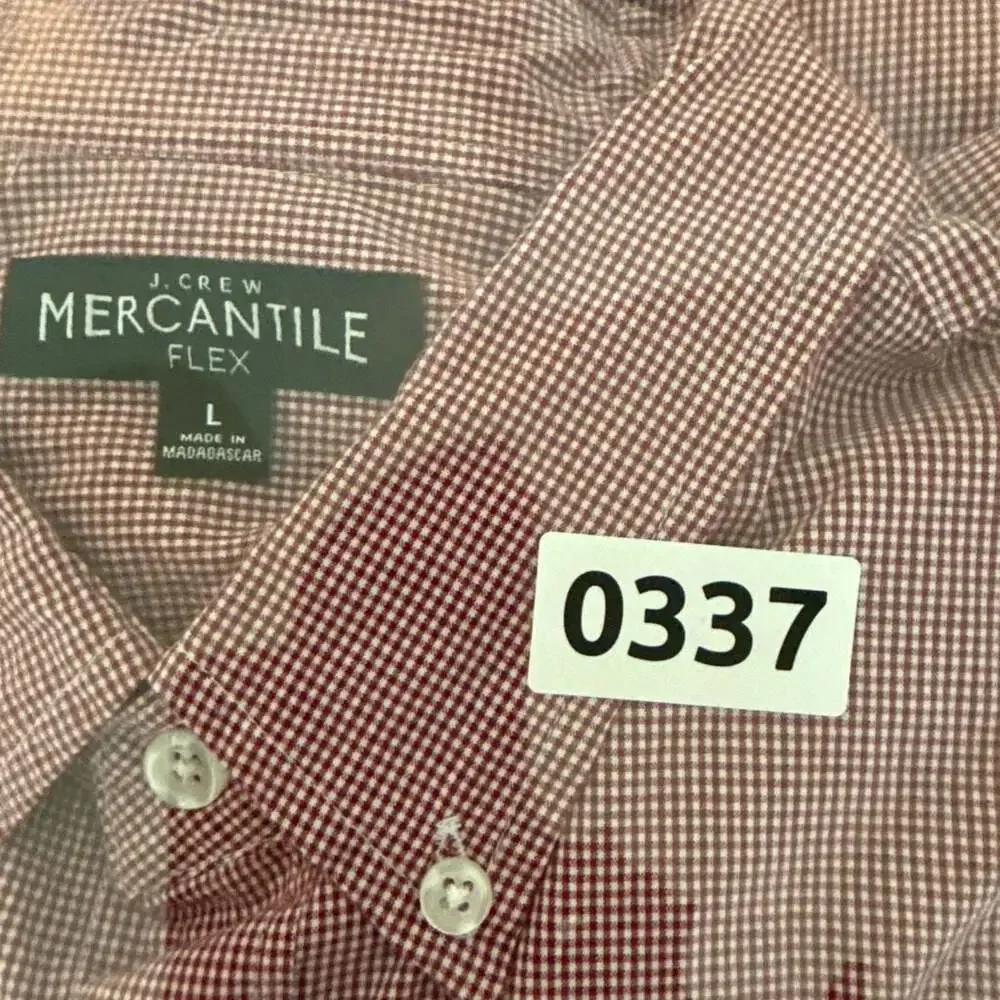 J. Crew 100% cotton Men's Red and White Mini Check Long Sleeve Button-Down